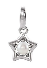 white gold round star June birthstone baby charm